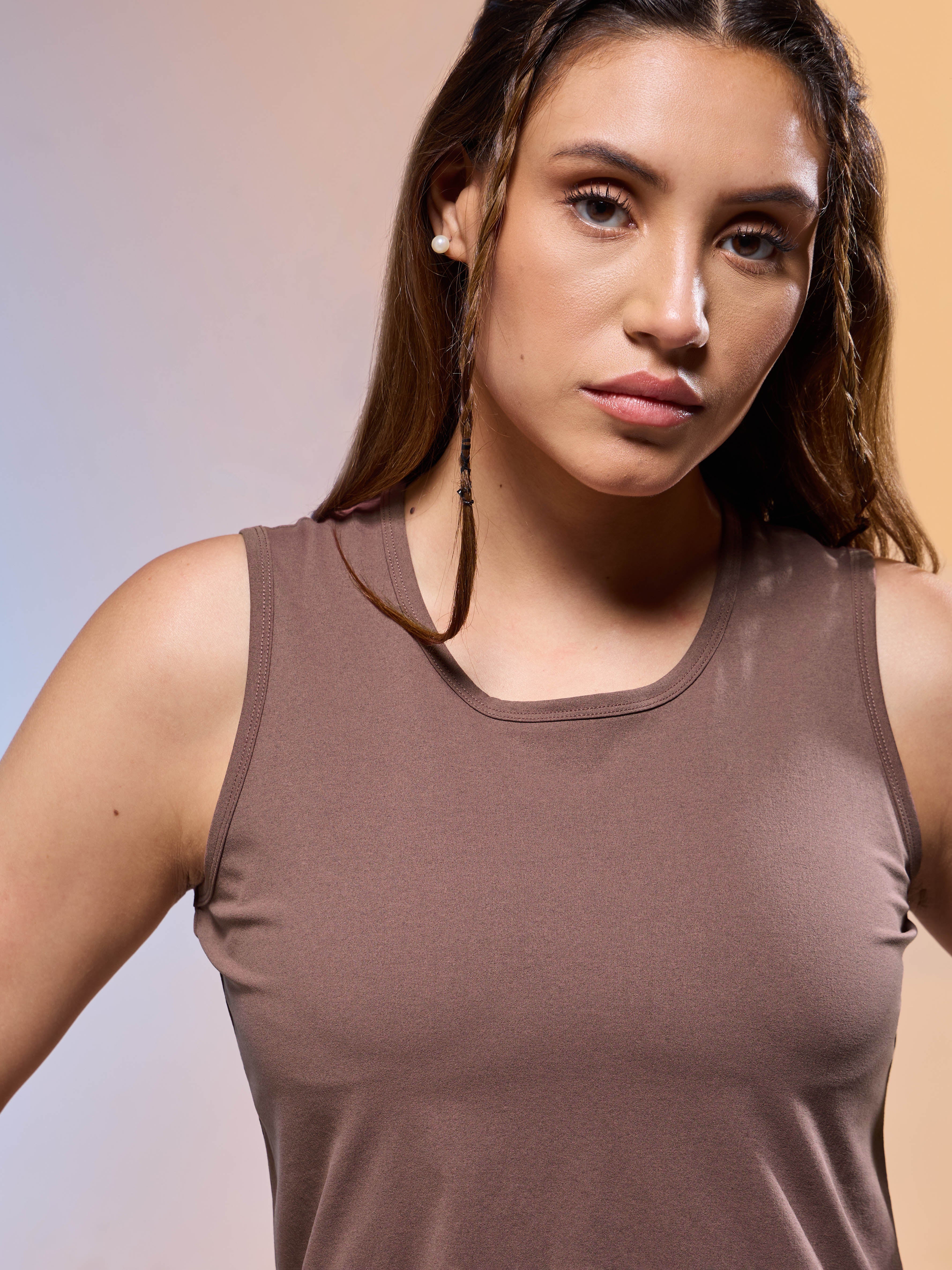 Women Solid Slim Fit Round Neck Tank Top with COTFLEX - Image 7