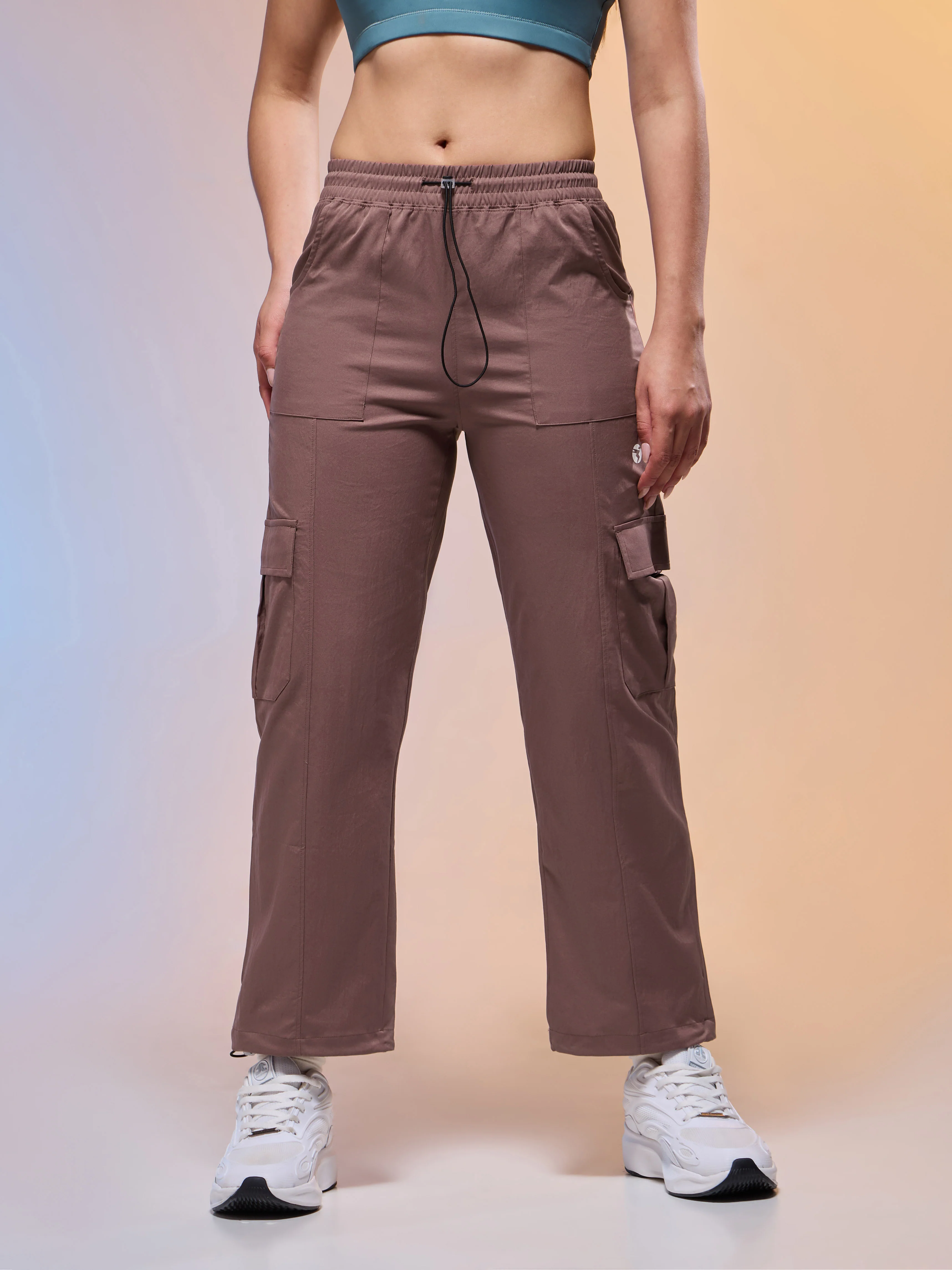 Women Solid Slim Fit Sports Cargo Trackpants with TS FLEXI - Image 2