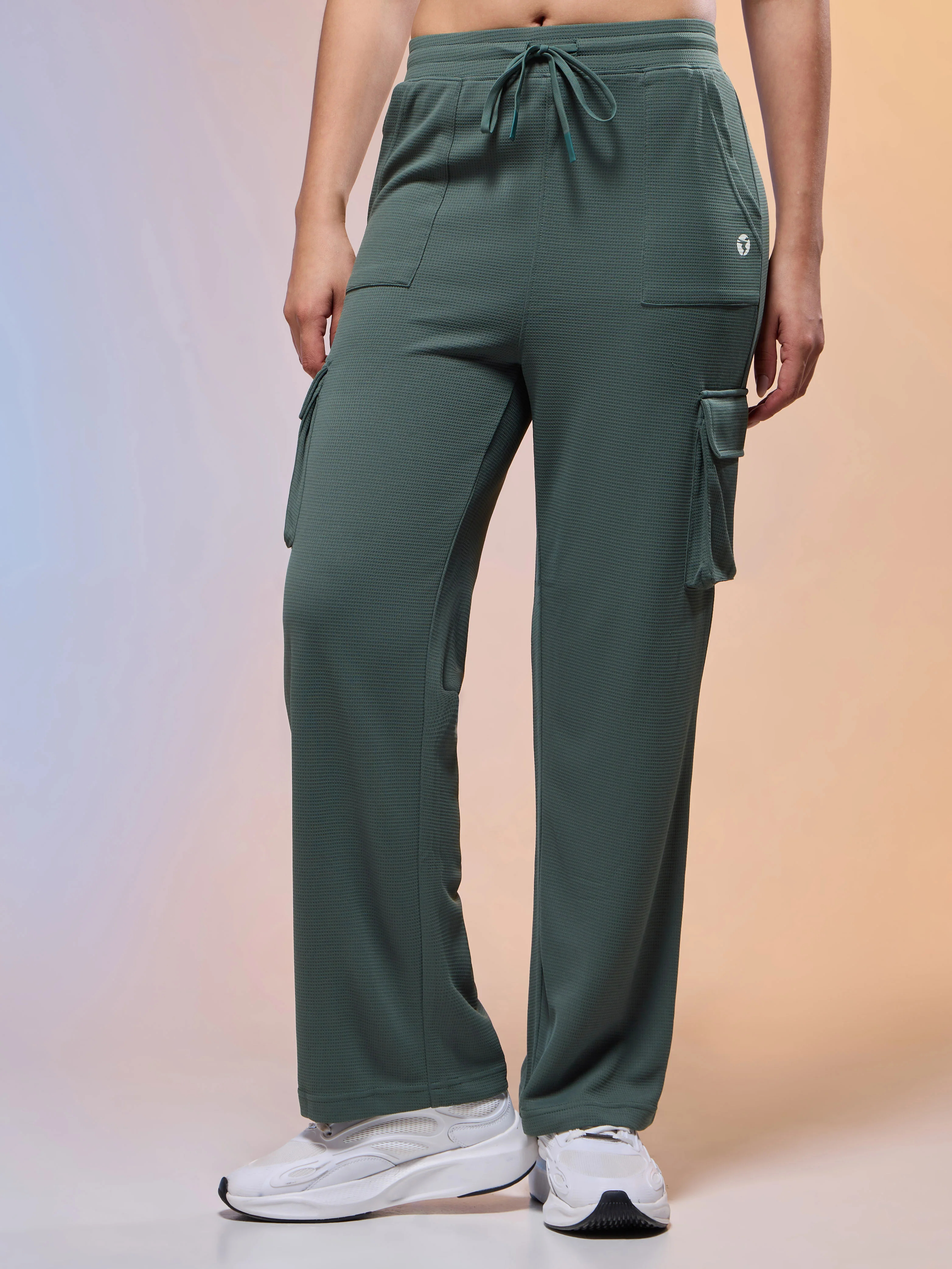 Women Solid Straight Fit Cargo Trackpants with TECHNOCOOL+ - Image 6