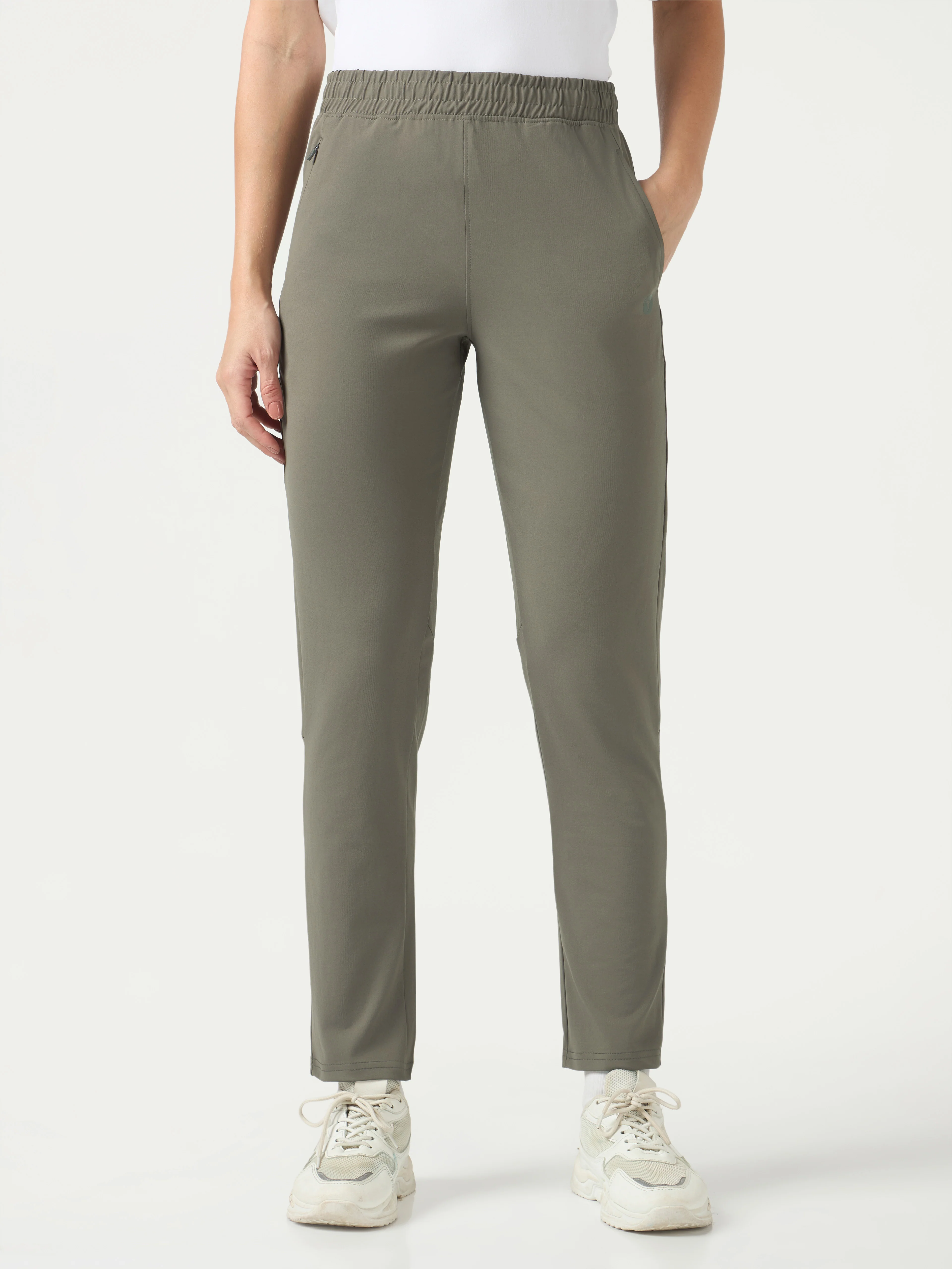 Women Solid Straight Fit Trackpants with 4 Way Crispy - Image 2