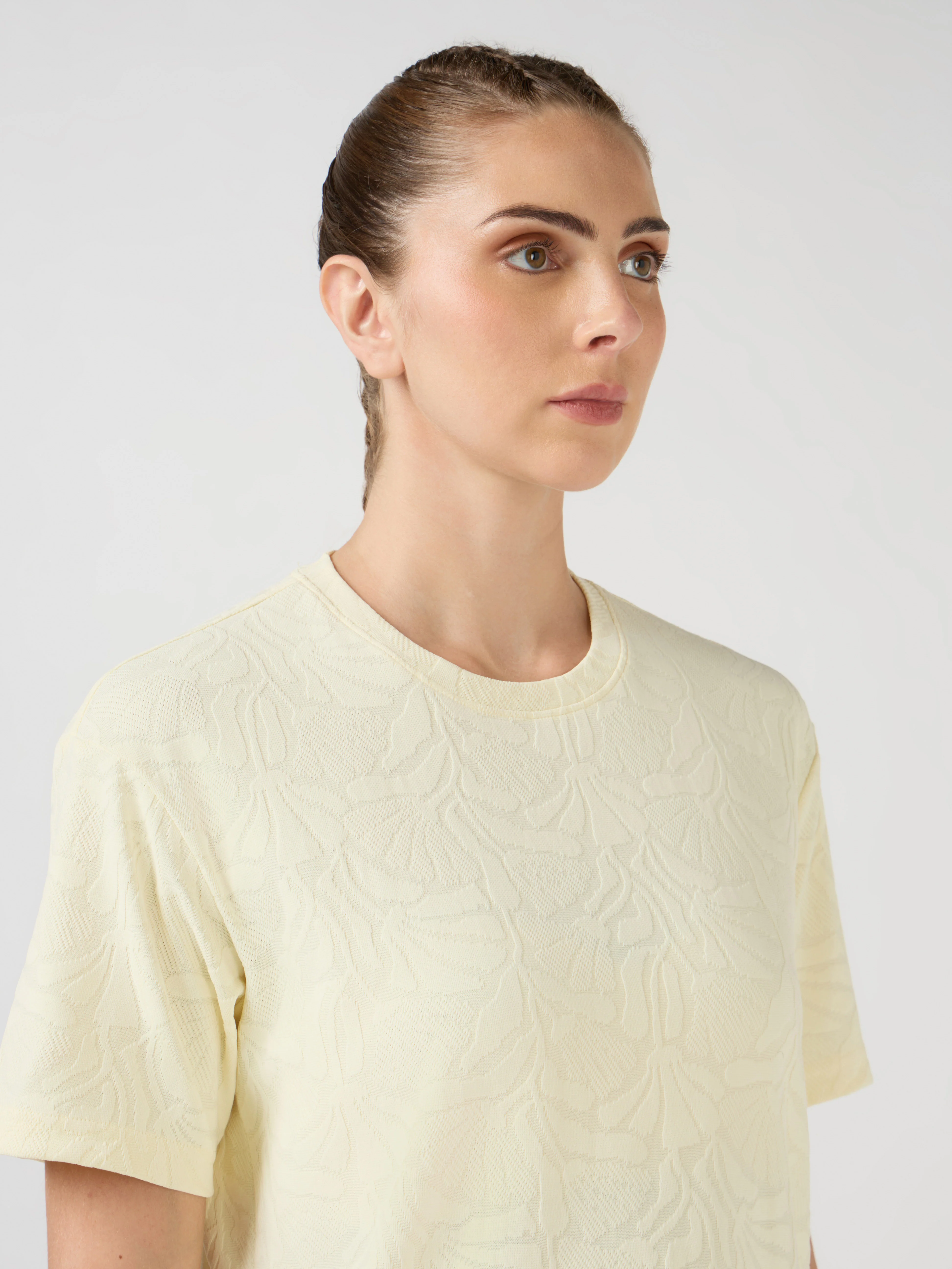 Women Textured Relaxed Fit Round Neck T-shirt with COTFLEX - Image 5