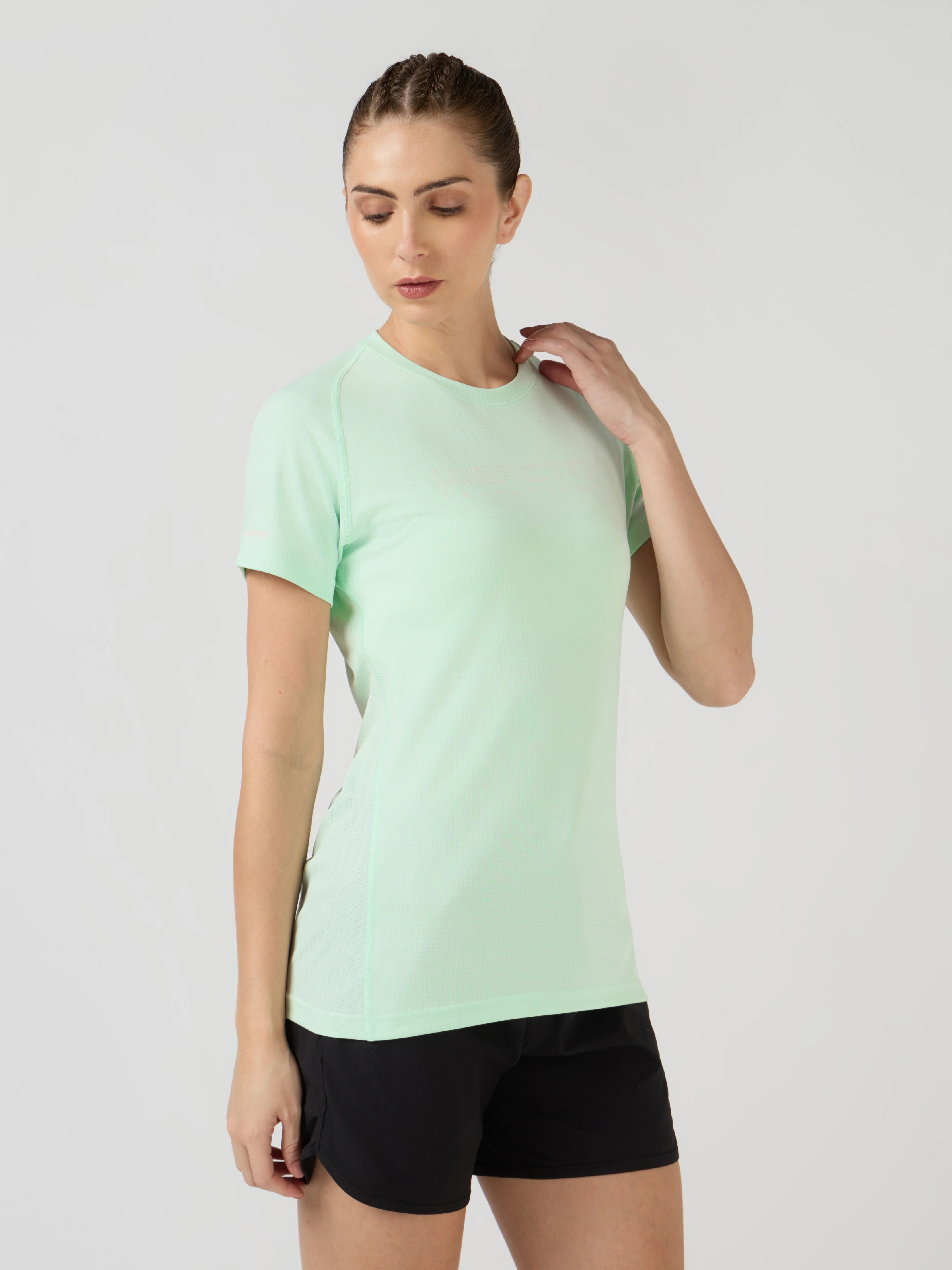 Women Typography Print Regular Fit Round Neck Sports Tee with TECHNOCOOL+ - Image 4