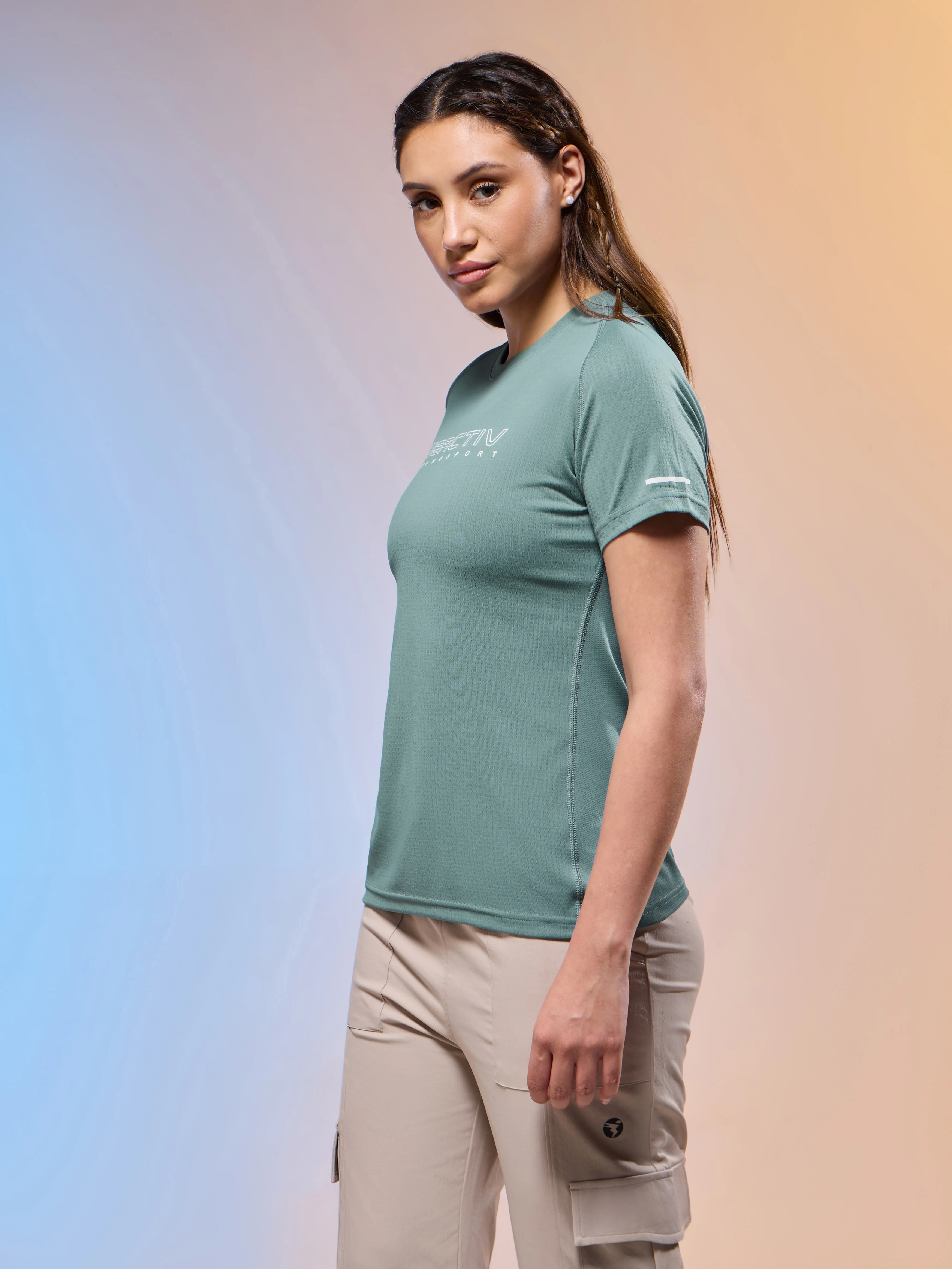 Women Typography Print Regular Fit Round Neck Sports Tee with TECHNOCOOL+ - Image 4