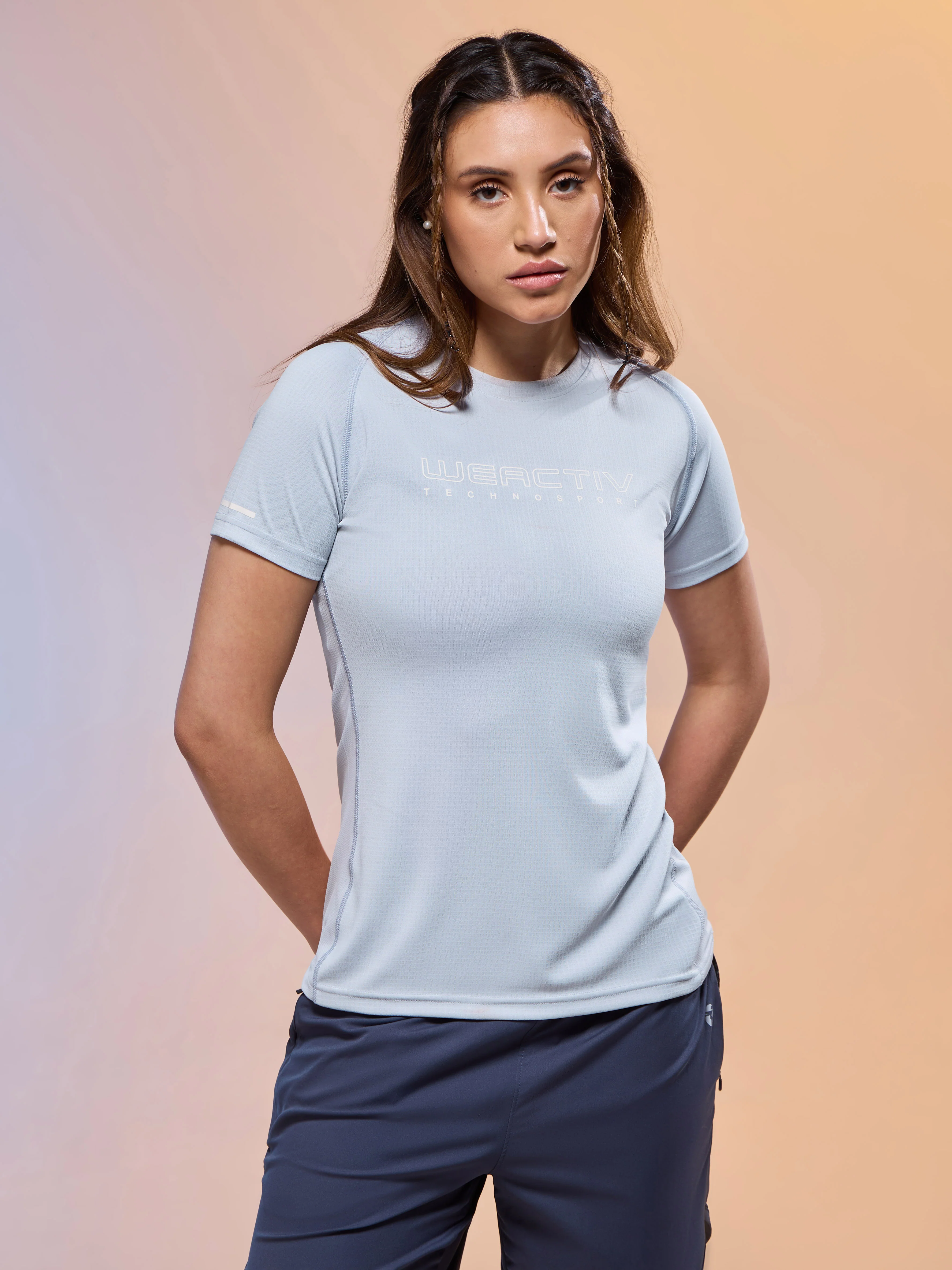 Women Typography Print Regular Fit Round Neck Sports Tee with TECHNOCOOL+ - Image 2