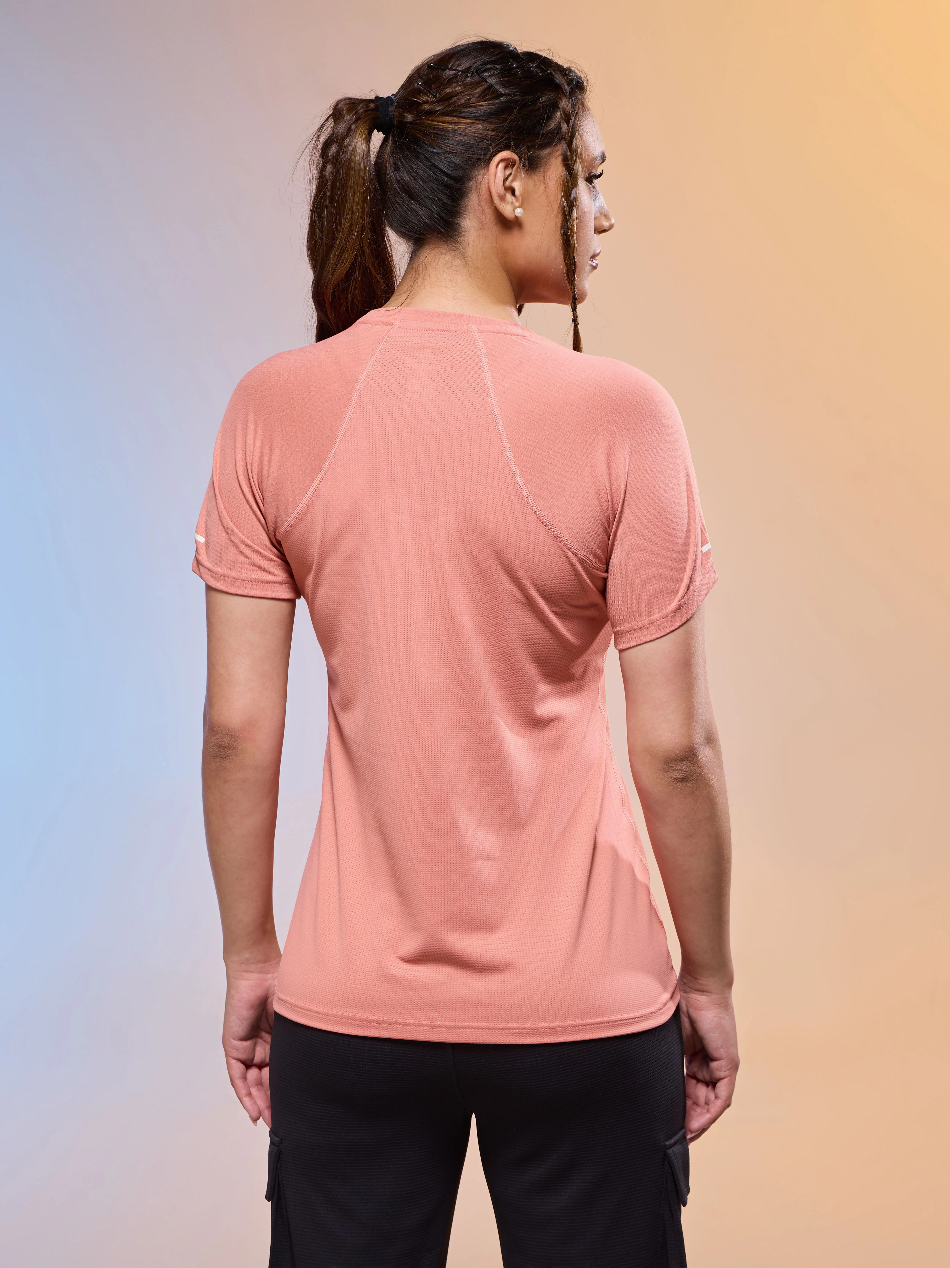 Women Typography Print Regular Fit Round Neck Sports Tee with TECHNOCOOL+ - Image 3